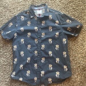 Denim & Flower Navy USA Graphic Button Down Shirt